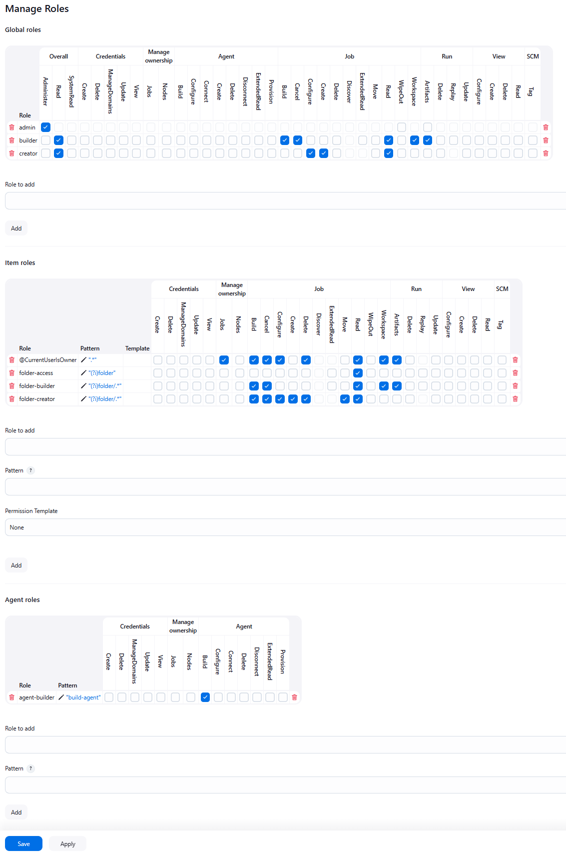 Managing roles